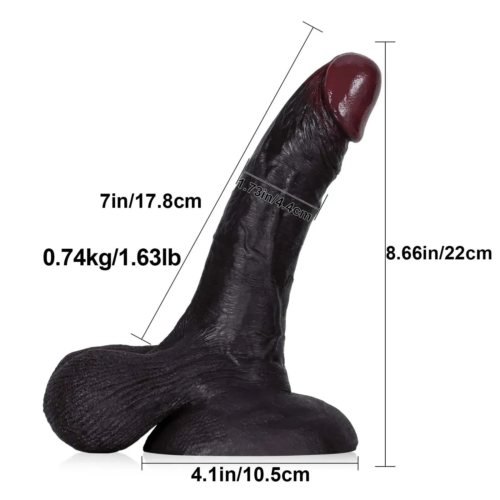 Stor Mjuk Svart Dildo med Sugpropp 22cm