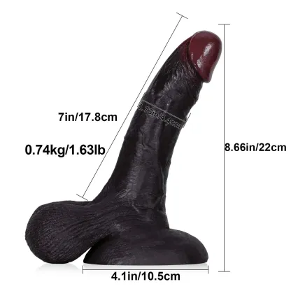 Stor Mjuk Svart Dildo med Sugpropp 22cm