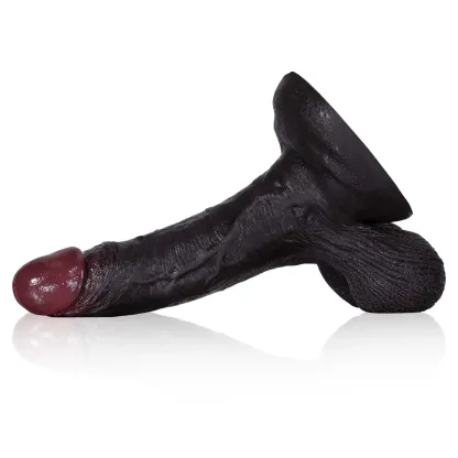 Stor Mjuk Svart Dildo med Sugpropp 22cm