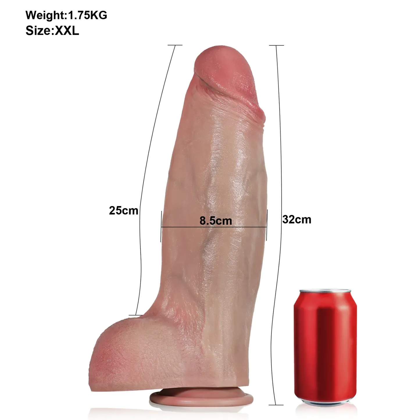 Stor Realistisk Mjuk Silikon Dildo 32cm