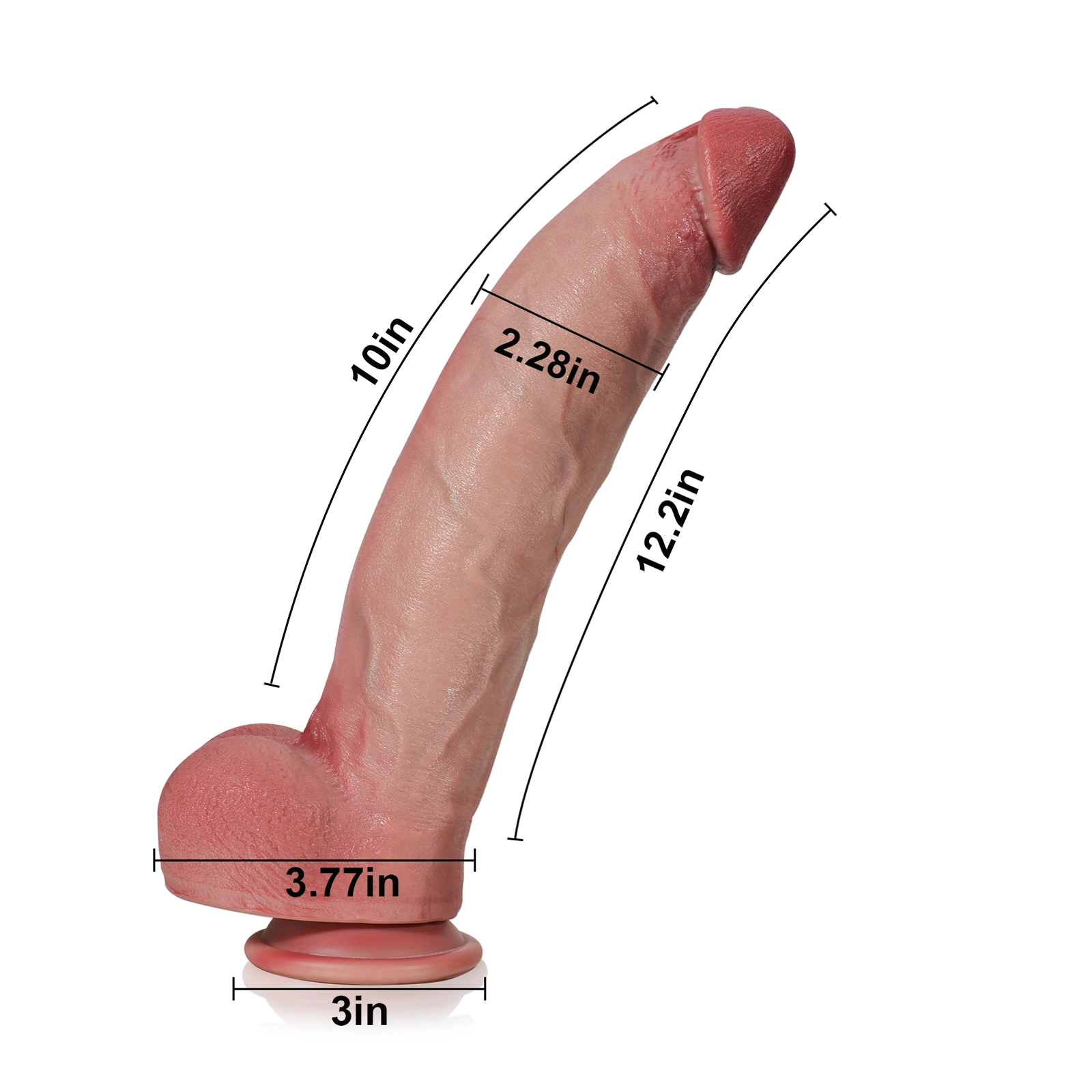 Stor Realistisk Silikon Dildo med Sugpropp 31 cm
