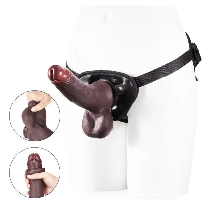Stor Svart Silikon Strapon Dildo
