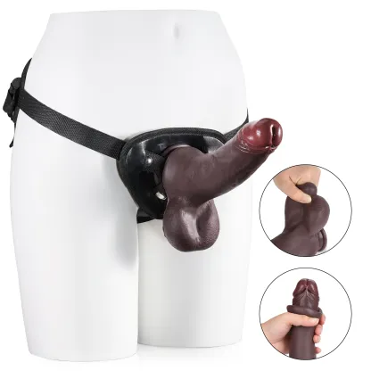 Stor Svart Silikon Strapon Dildo