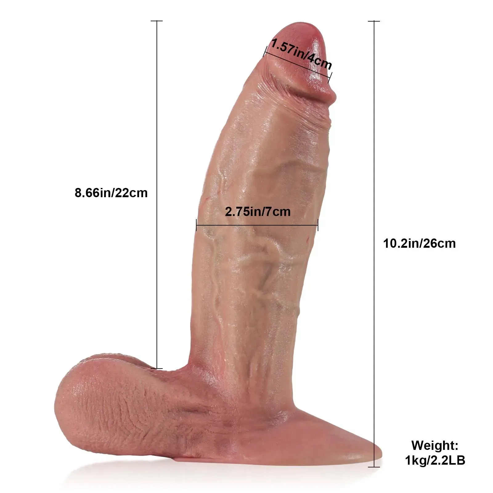 Stor Tjock Mjuk Realistisk Dildo 26cm