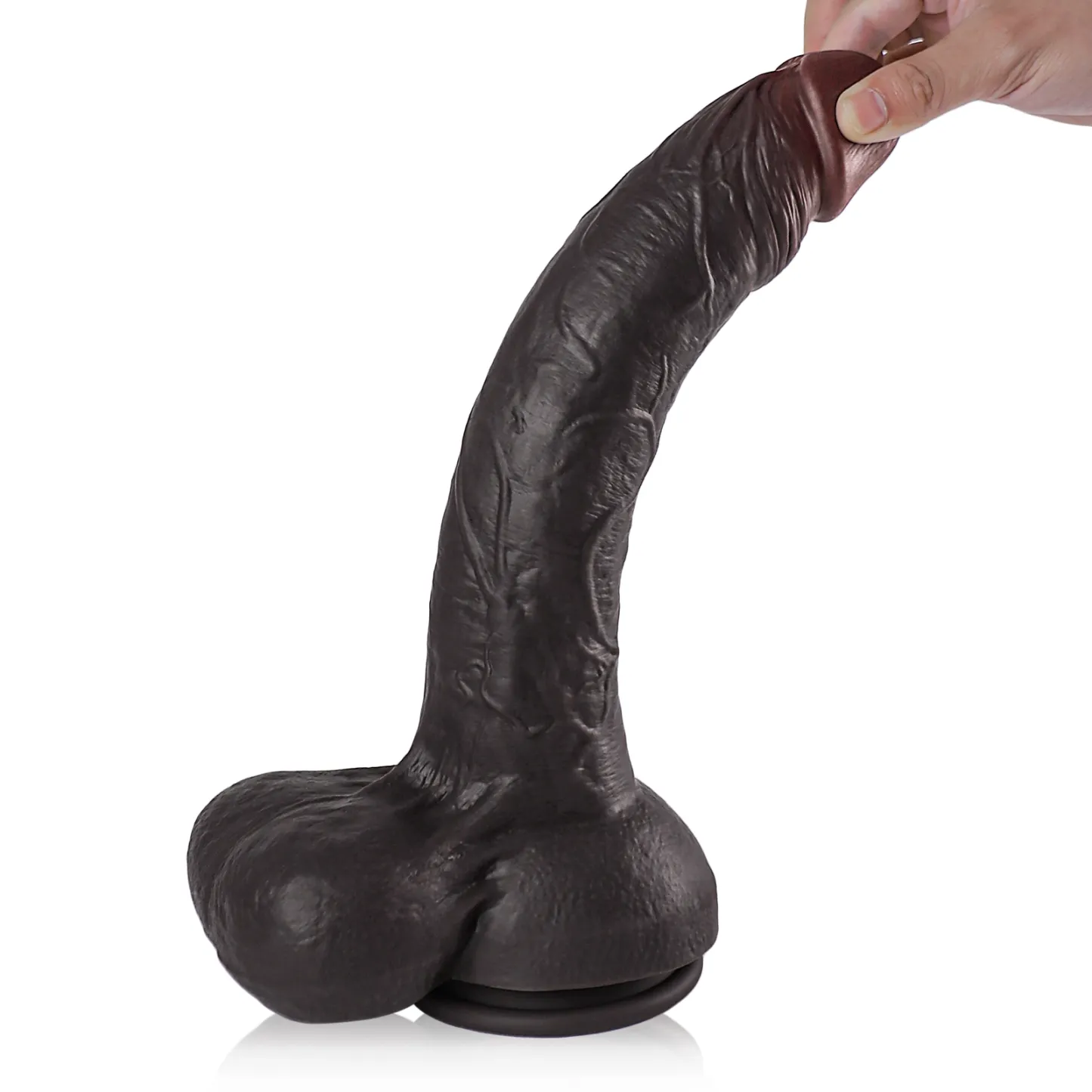 Svart Realistisk Dildo med Sugpropp 33cm