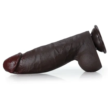 Svart Realistisk Silikon Dildo med Thrusting 21.8 cm