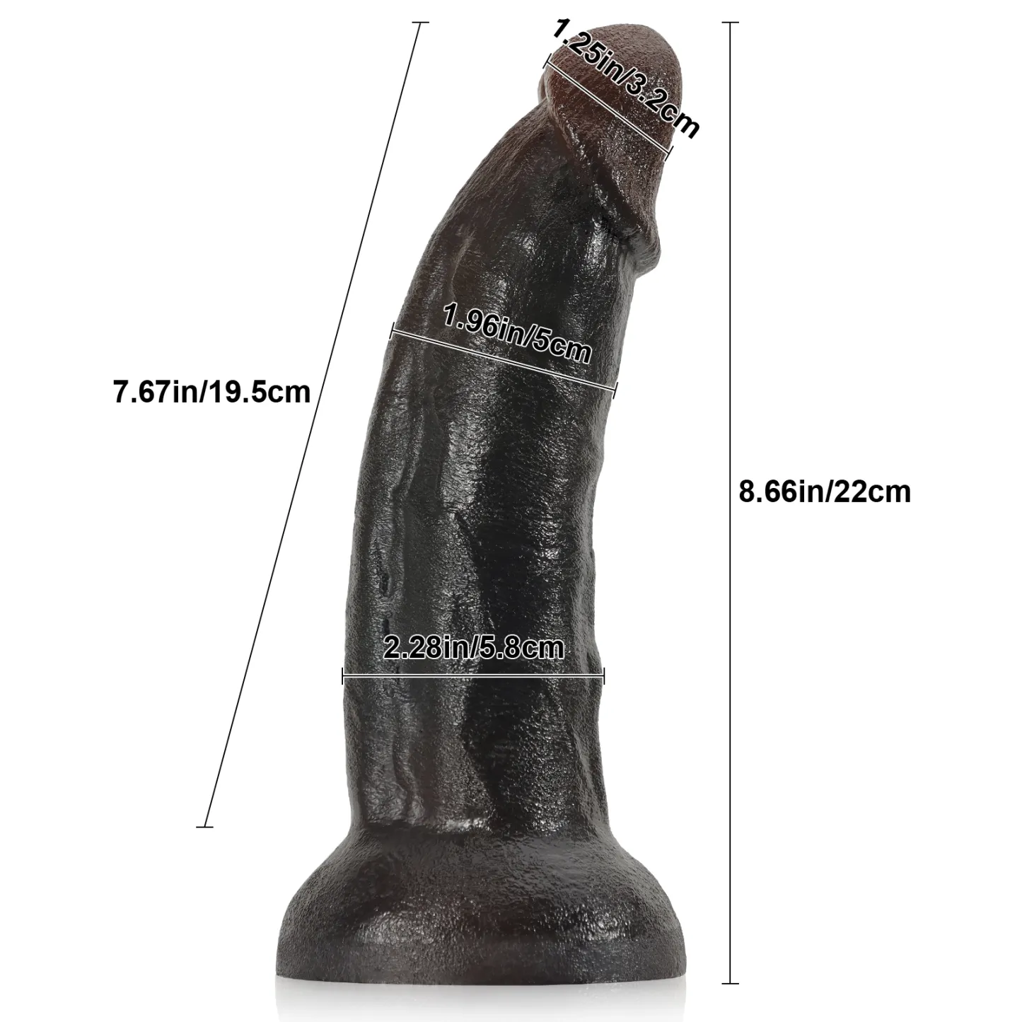 Svart Realistisk Stora Dildo 22cm