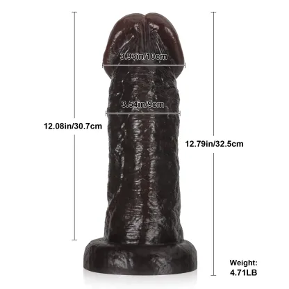 Svart Silikon Dildo Sugpropp 32.5cm 