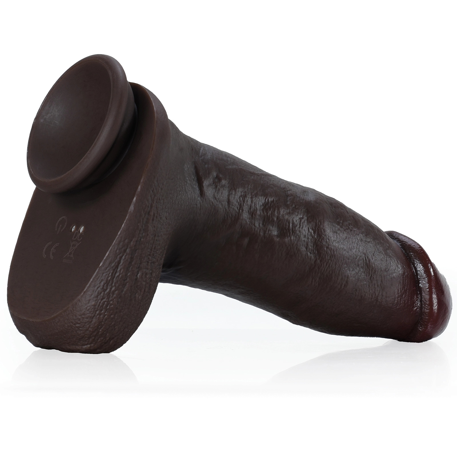 Svart Stor Stötande Dildo med Sugpropp 23.5cm