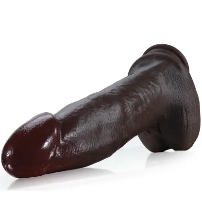 Svart Stor Stötande Dildo med Sugpropp 23.5cm