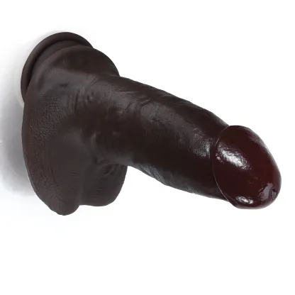 Svart Stor Stötande Dildo med Sugpropp 23.5cm