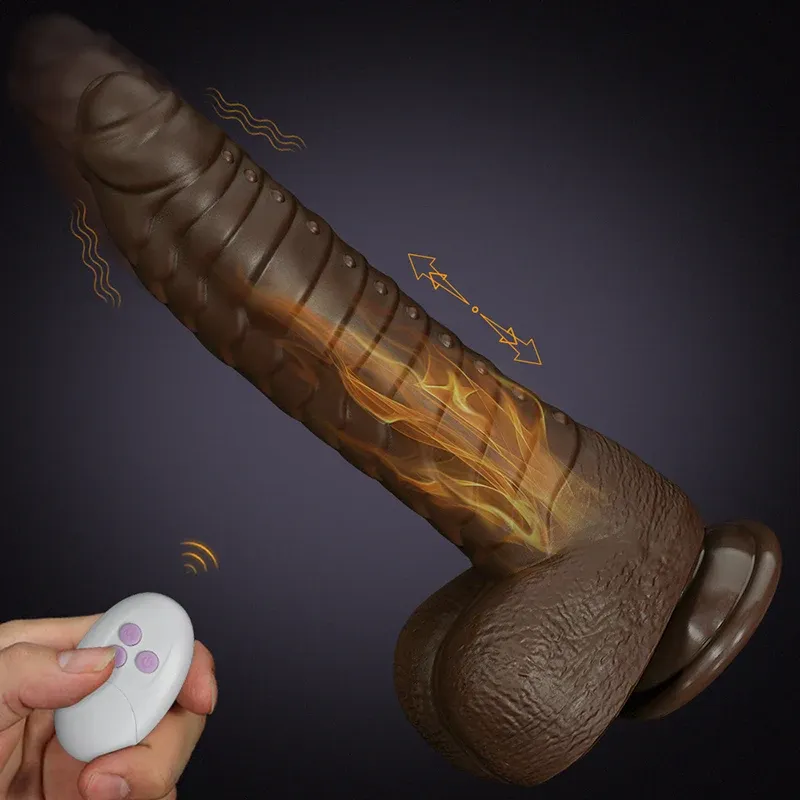 Silikon Vibration Värme Och Thrusting Dildo - 17 cm