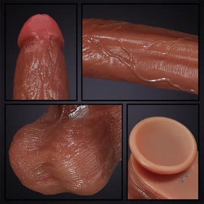  Silikon Stor Uppvärmd Thrusting Dildo 25cm