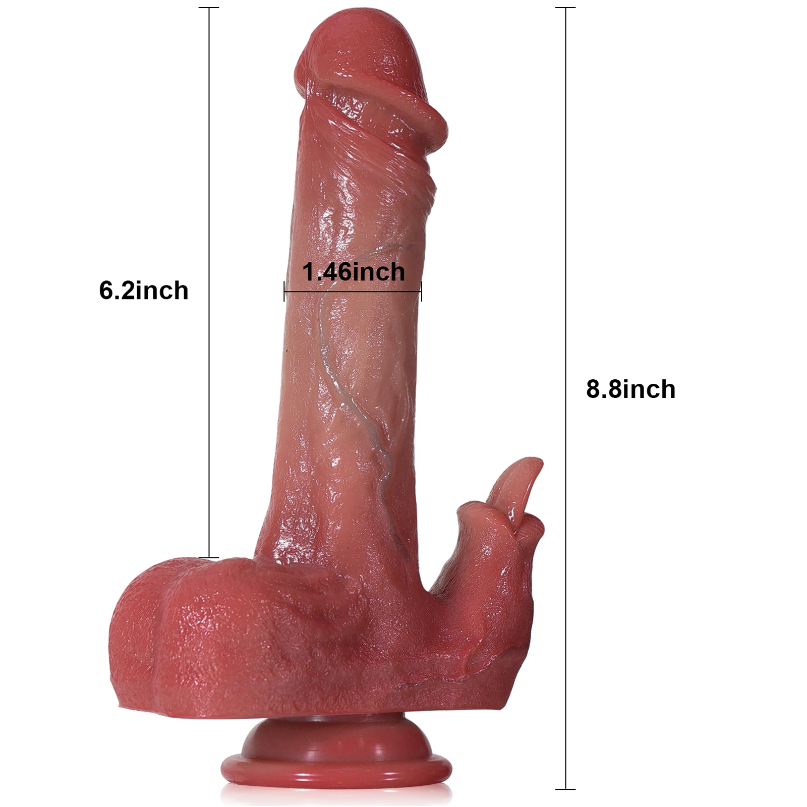 Thrusting Vibrator Dildo Rabbit med Sugpropp 22.35cm