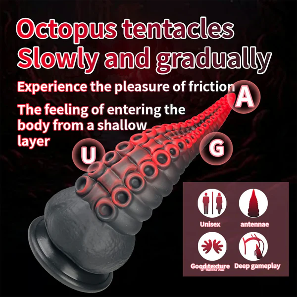 Tjock Silikon Dildo med Tentacle - 23 cm