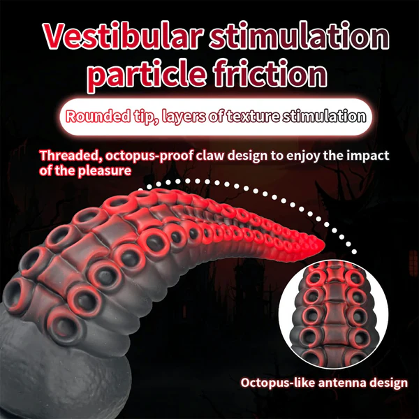 Tjock Silikon Dildo med Tentacle - 23 cm