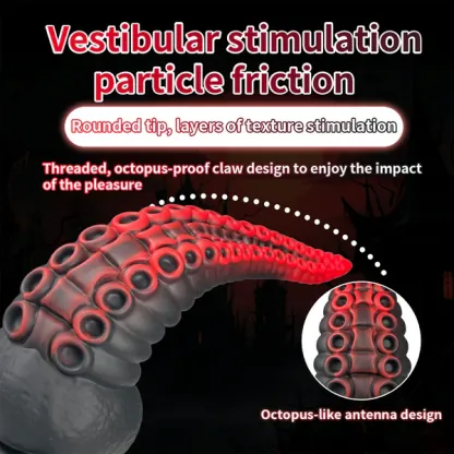 Tjock Silikon Dildo med Tentacle - 23 cm