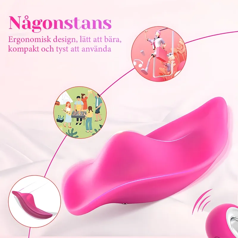 12 Vibrerande Lägen Fjärrkontrollerad Bärbar Trosvibrator