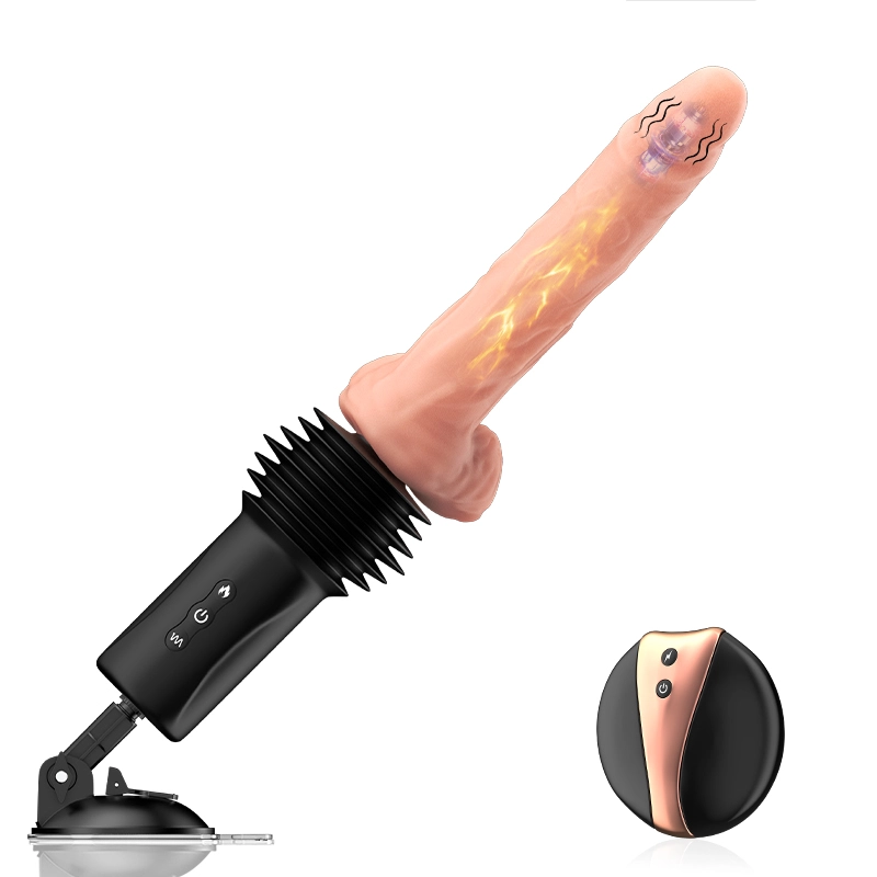6-i-1 Stötande Uppvärmd Sexmaskin med Realistisk Dildo