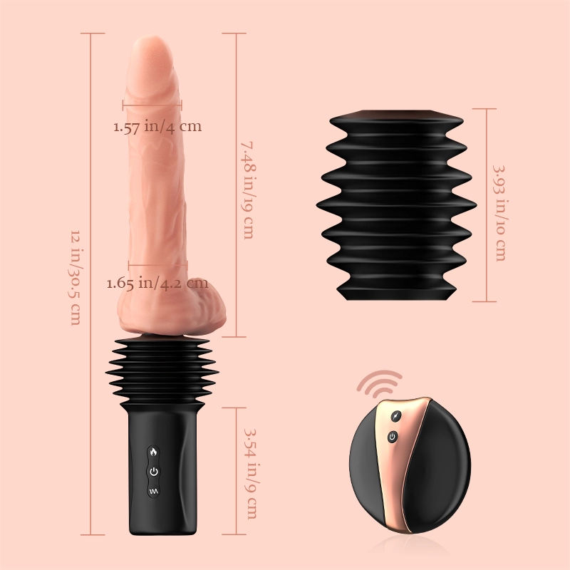 6-i-1 Stötande Uppvärmd Sexmaskin med Realistisk Dildo