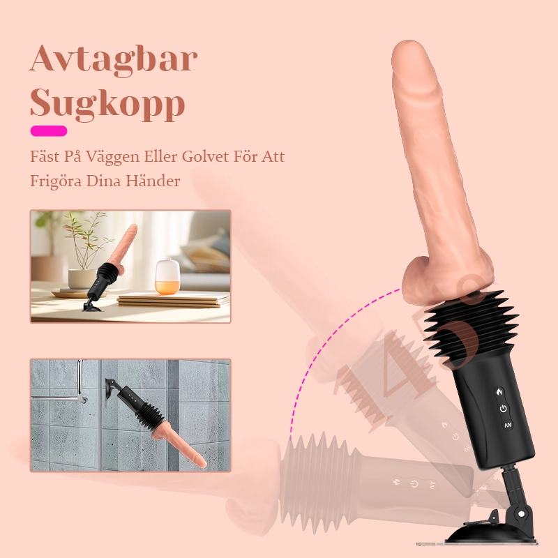 6-i-1 Stötande Uppvärmd Sexmaskin med Realistisk Dildo
