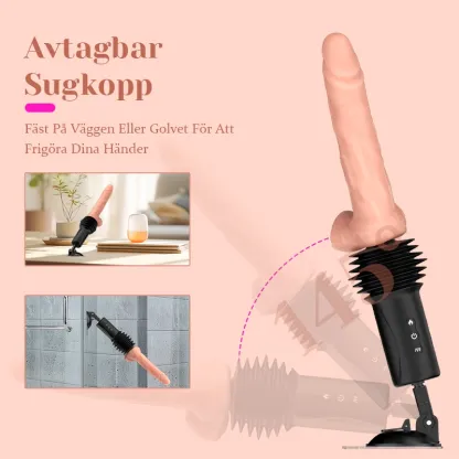 6-i-1 Stötande Uppvärmd Sexmaskin med Realistisk Dildo