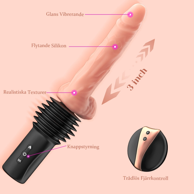 6-i-1 Stötande Uppvärmd Sexmaskin med Realistisk Dildo