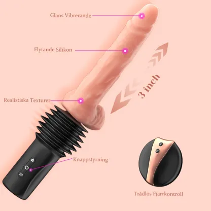 6-i-1 Stötande Uppvärmd Sexmaskin med Realistisk Dildo