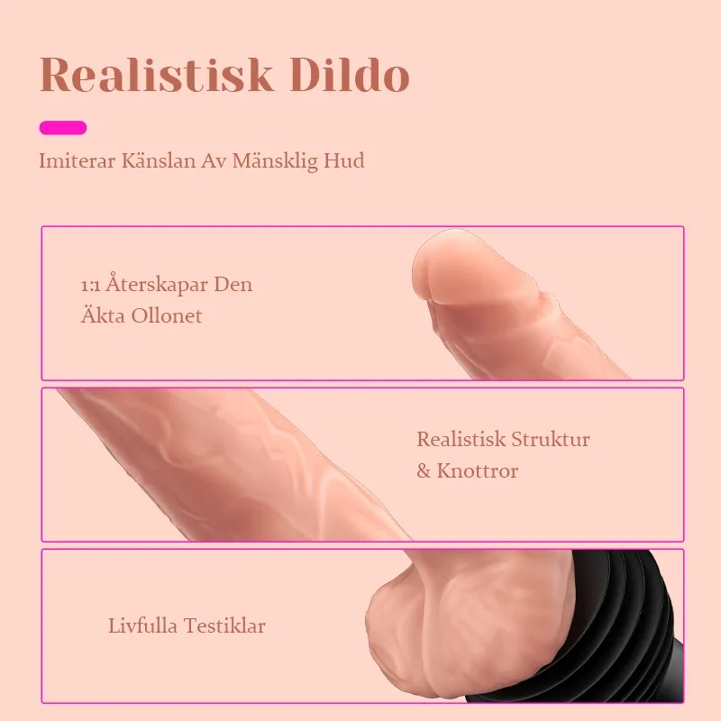 6-i-1 Stötande Uppvärmd Sexmaskin med Realistisk Dildo