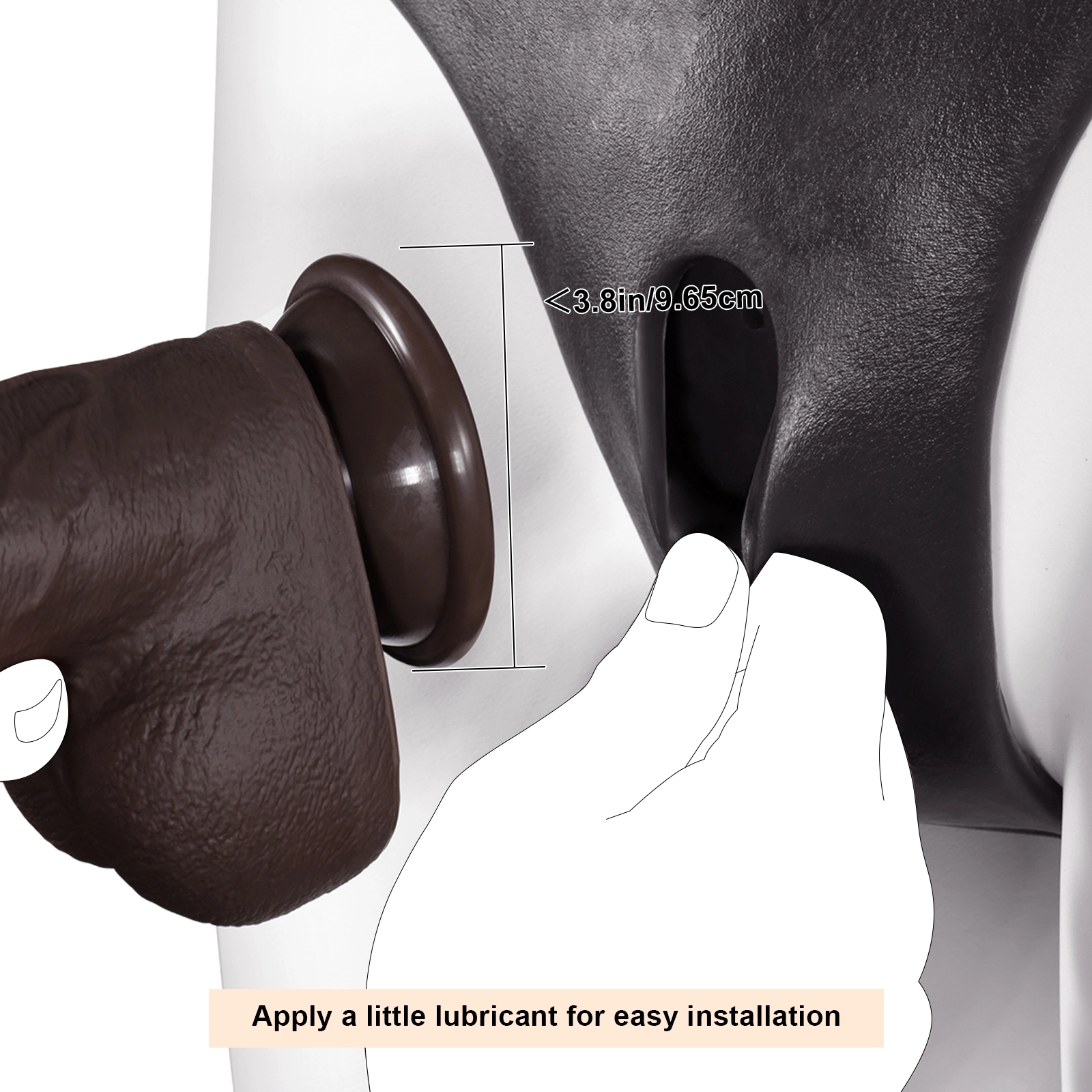 Realistisk Svart Silikon Strapon Dildo