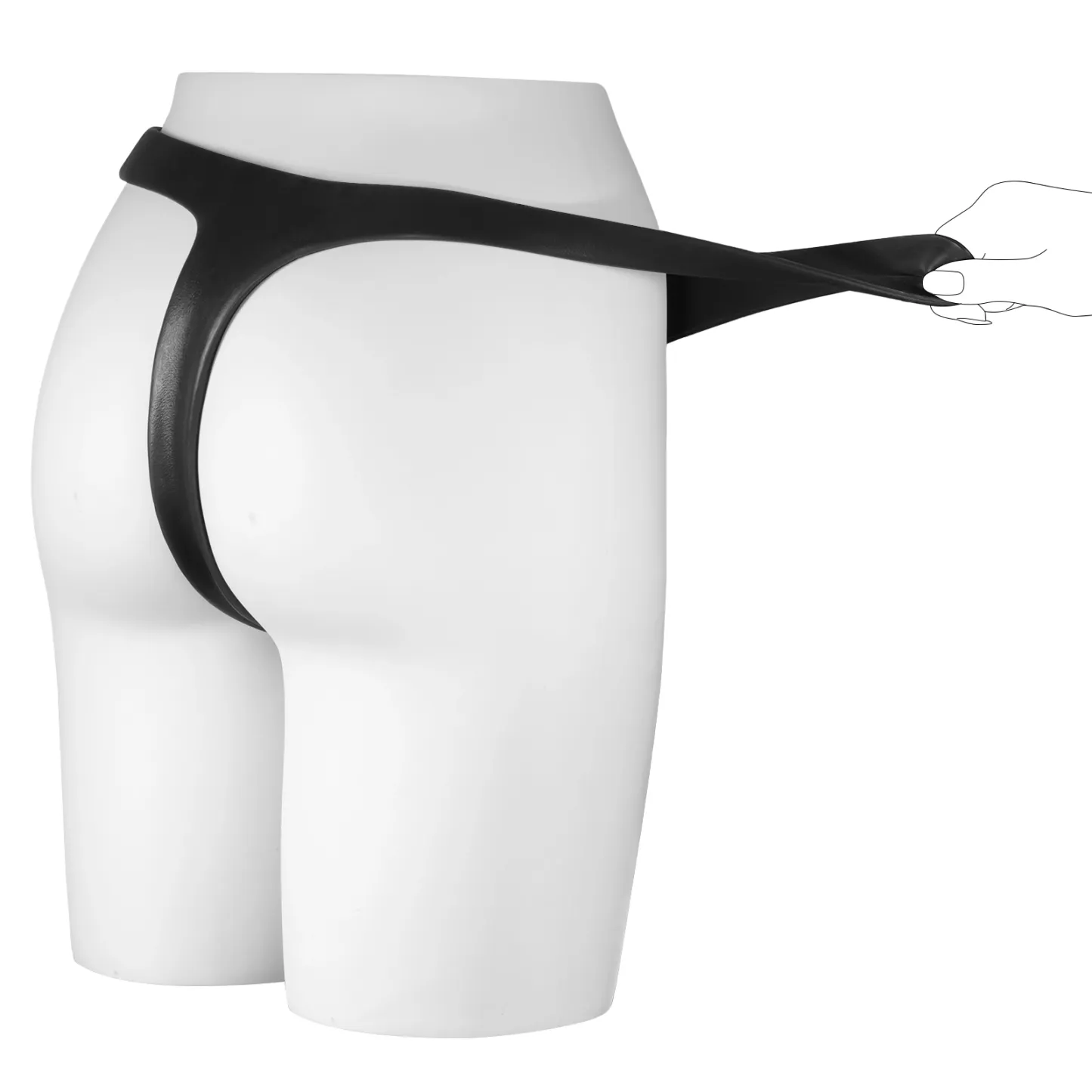Realistisk Svart Silikon Strapon Dildo
