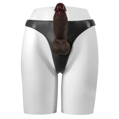Realistisk Svart Silikon Strapon Dildo
