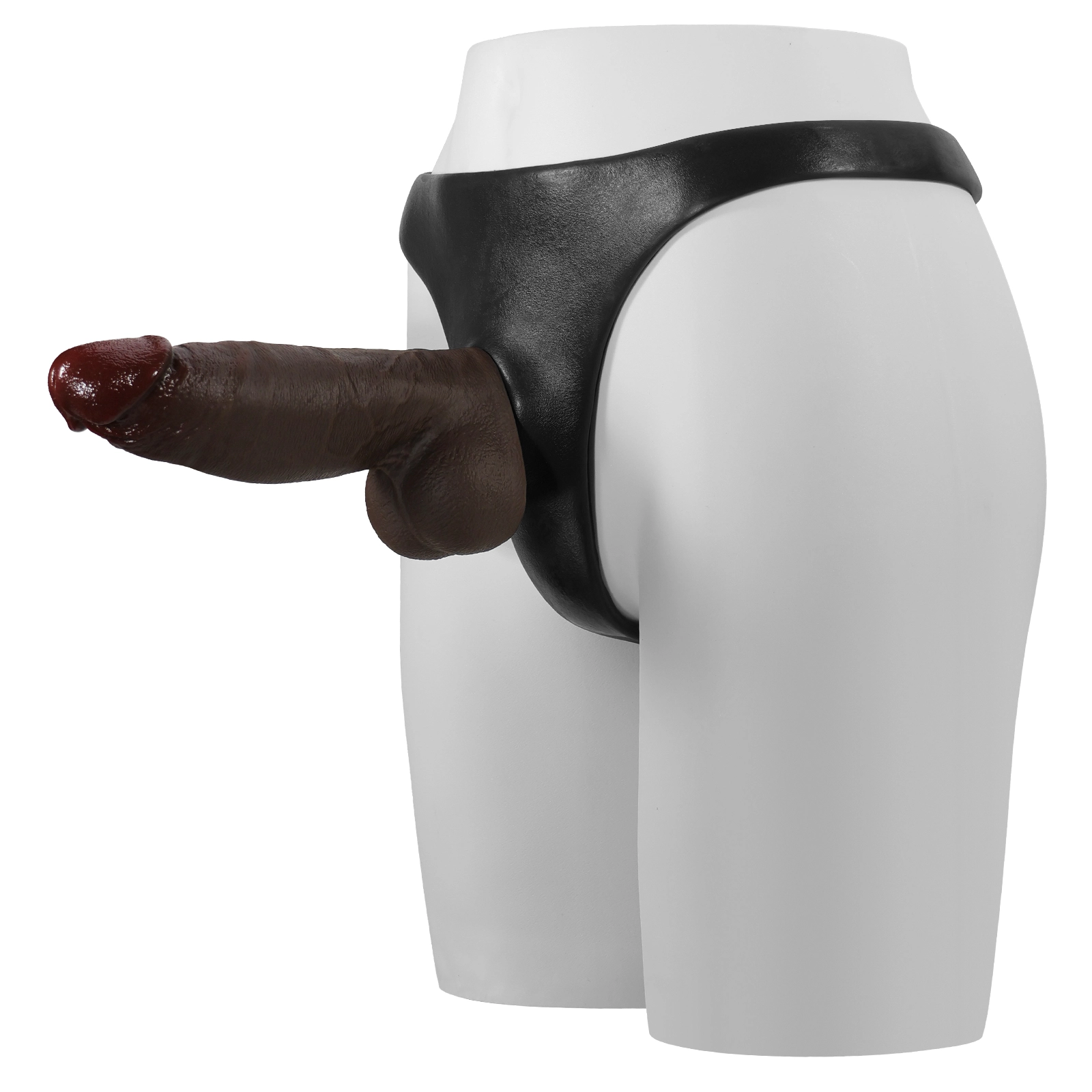 Realistisk Svart Silikon Strapon Dildo