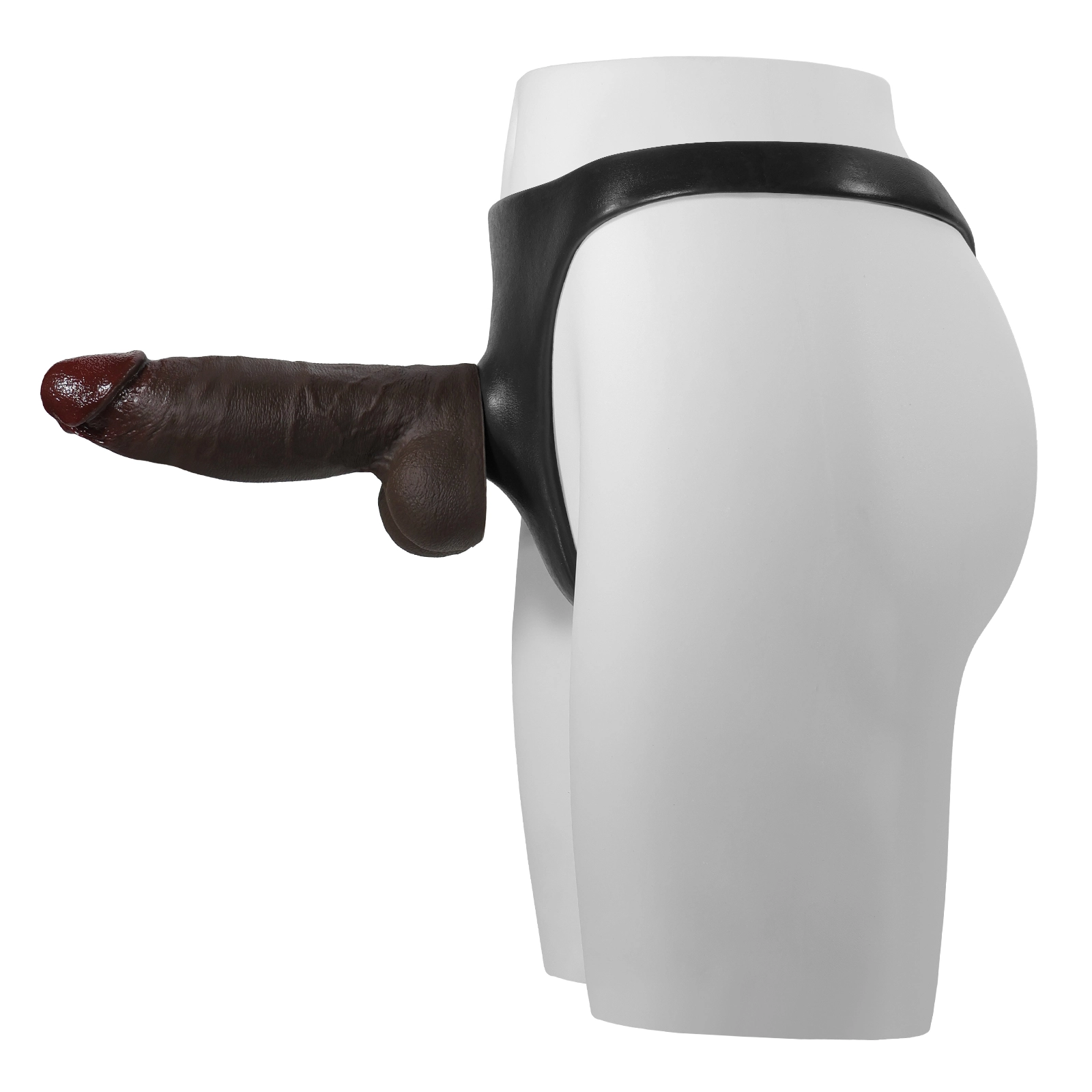 Realistisk Svart Silikon Strapon Dildo