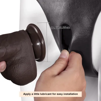 Realistisk Svart Silikon Strapon Dildo