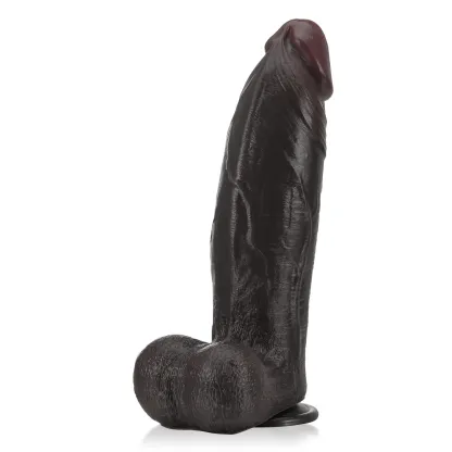 Stor Svart Mjuk Dildo med Sugpropp 27.5cm