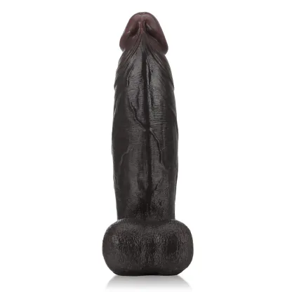 Stor Svart Mjuk Dildo med Sugpropp 27.5cm