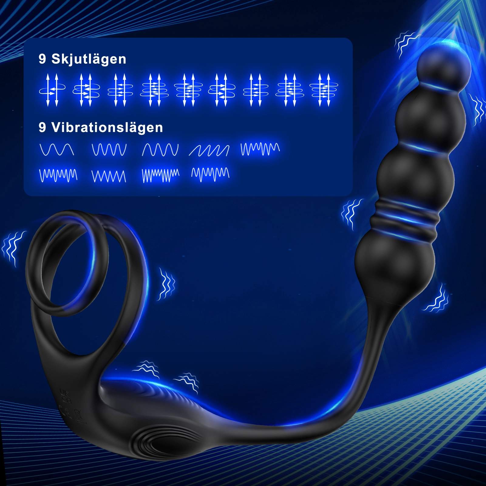 3-i-1 Analkulor Med Vibrerande Massage-ring