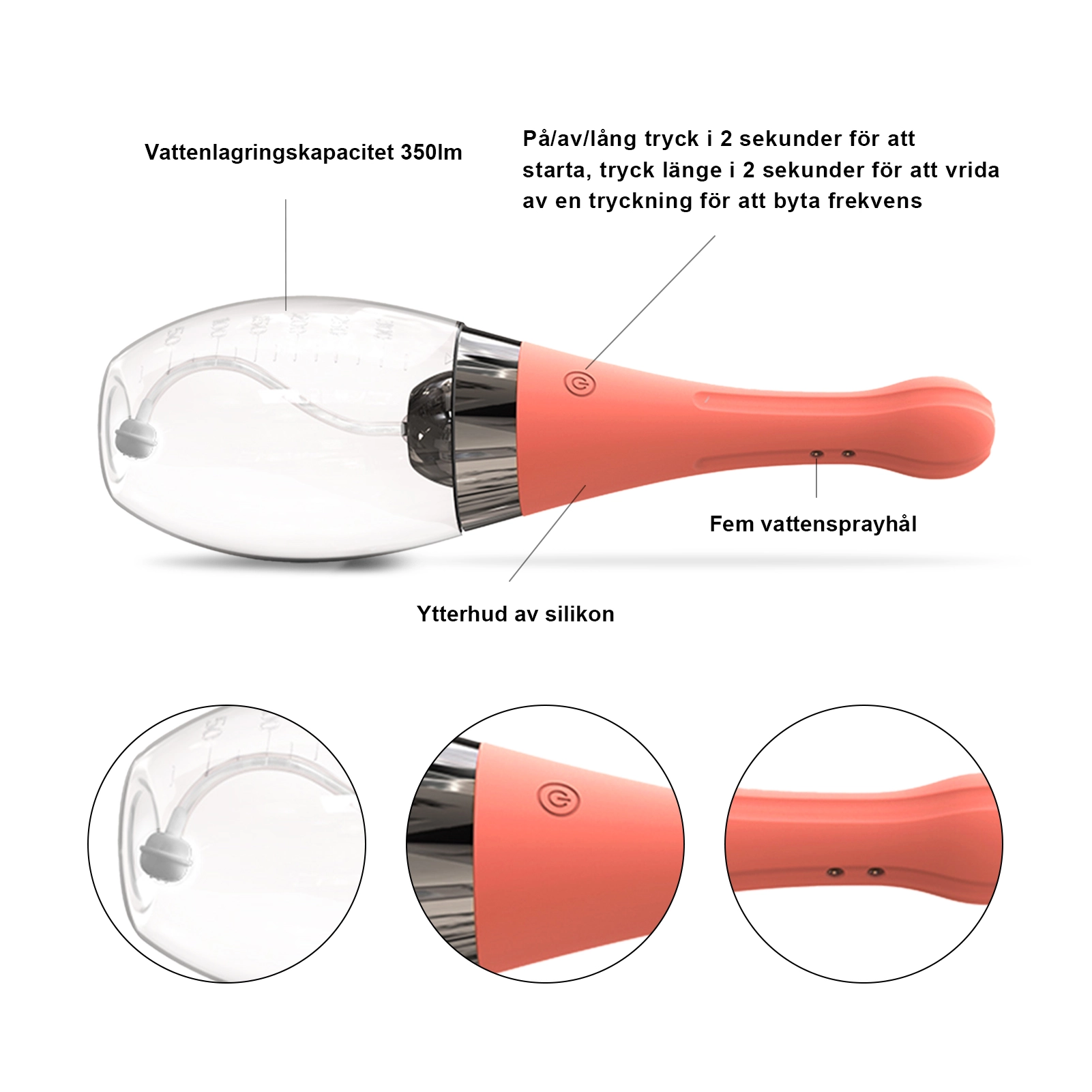 Automatisk silikonenema med 3 rengöringsfrekvenser