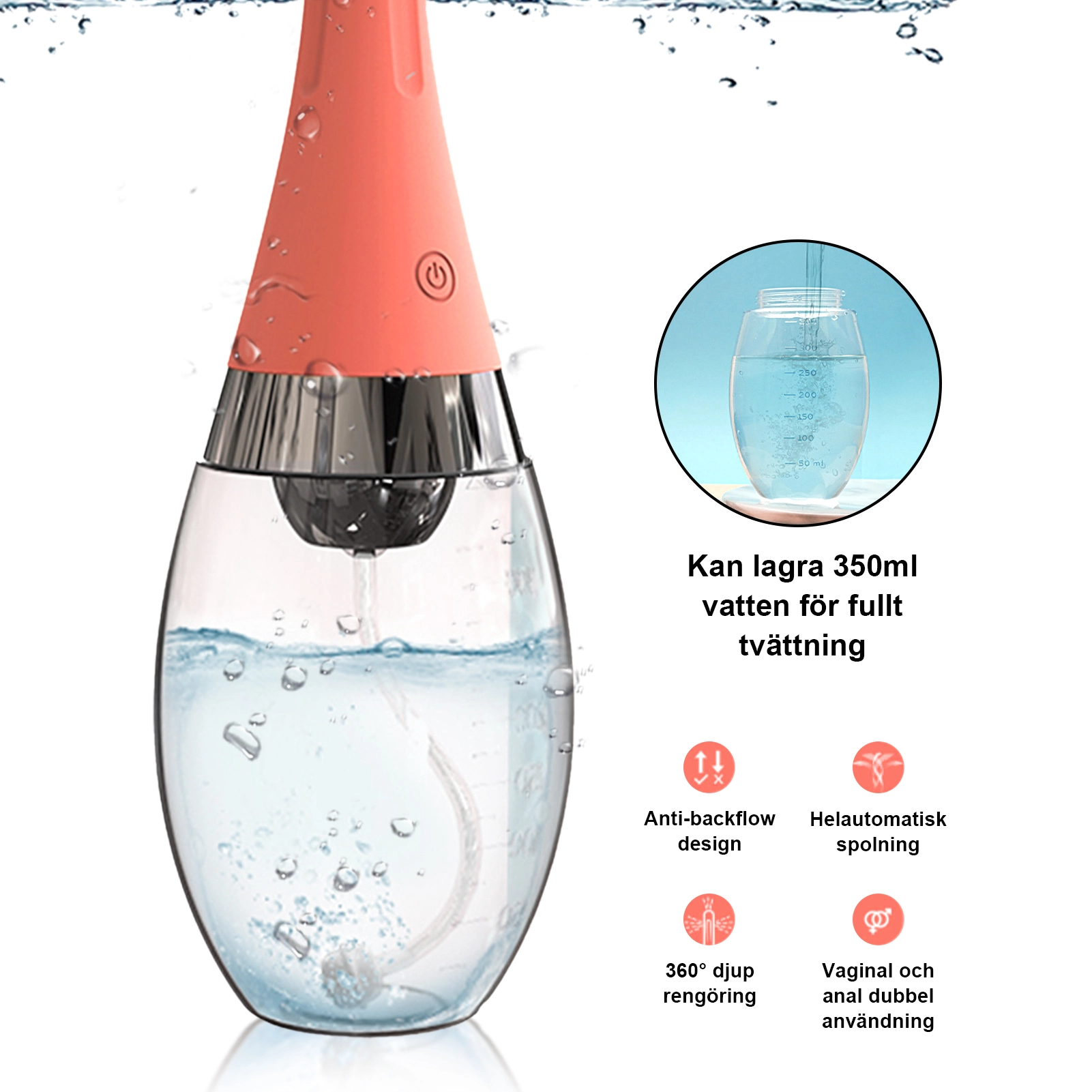 Automatisk silikonenema med 3 rengöringsfrekvenser