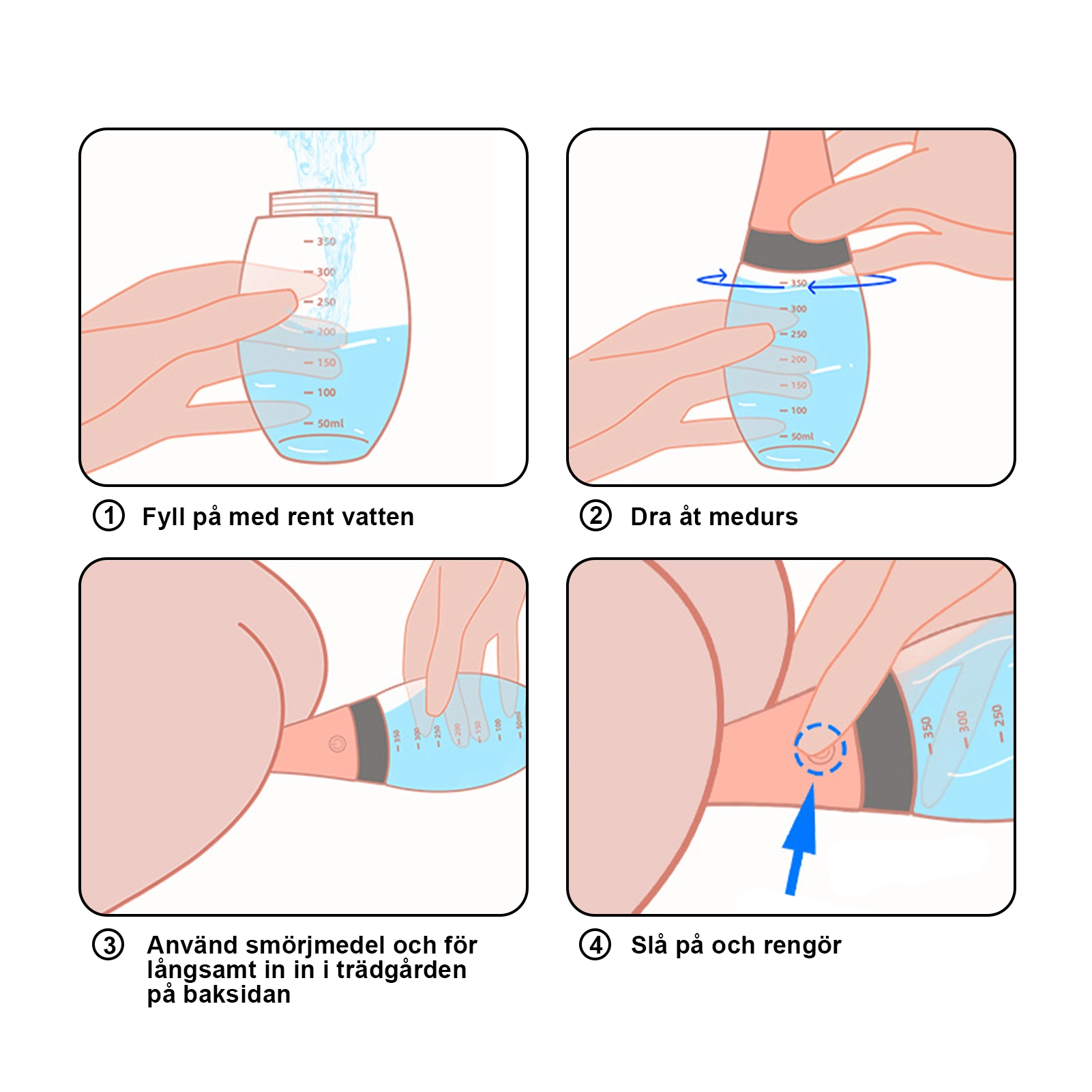 Automatisk silikonenema med 3 rengöringsfrekvenser