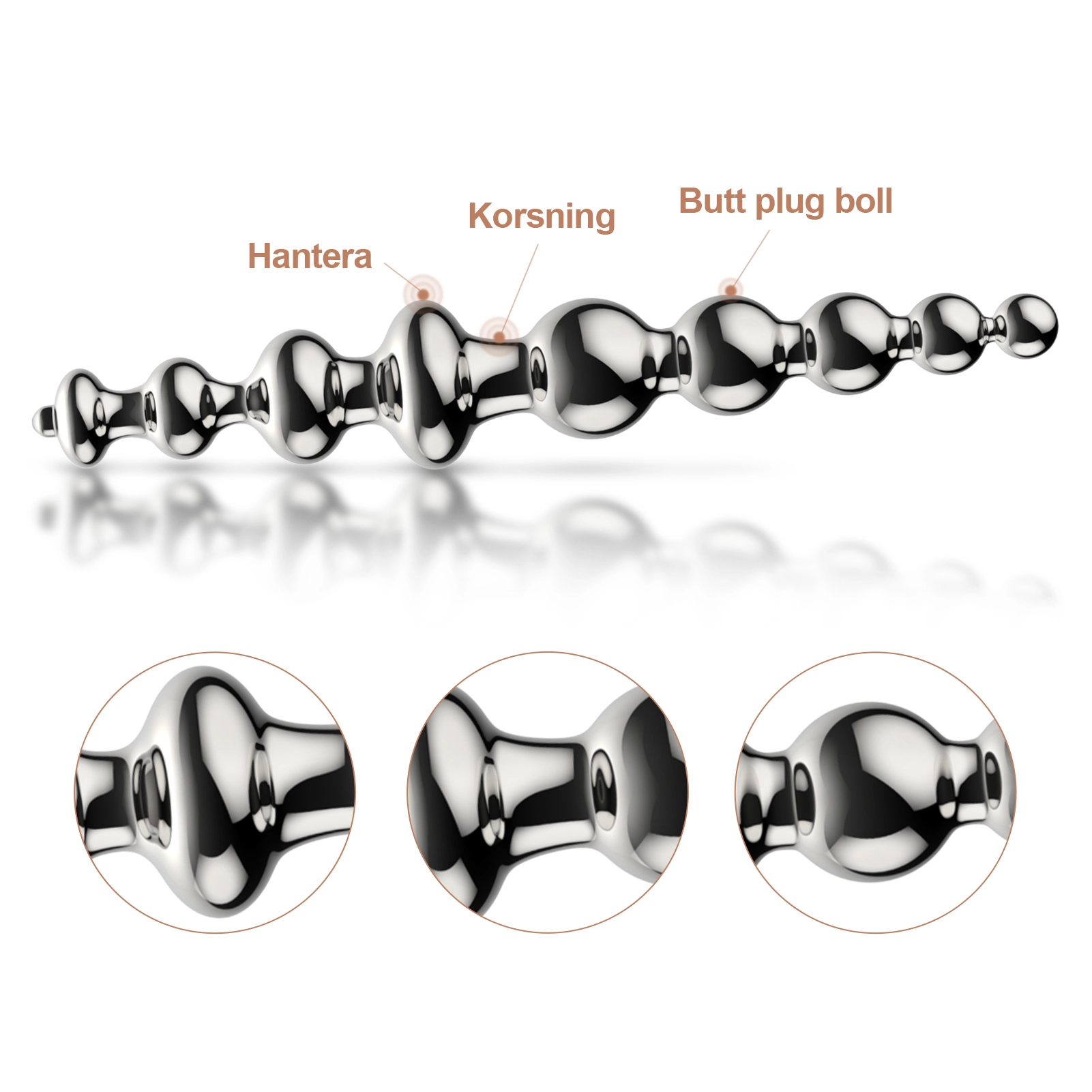 Metal Anal Trainer Butt Plug för nybörjare
