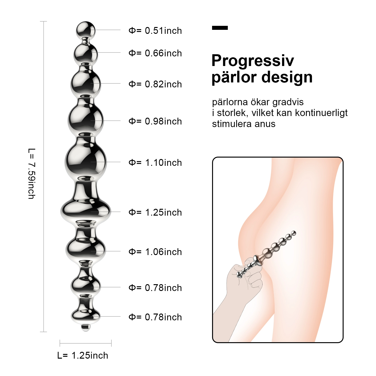 Metal Anal Trainer Butt Plug för nybörjare