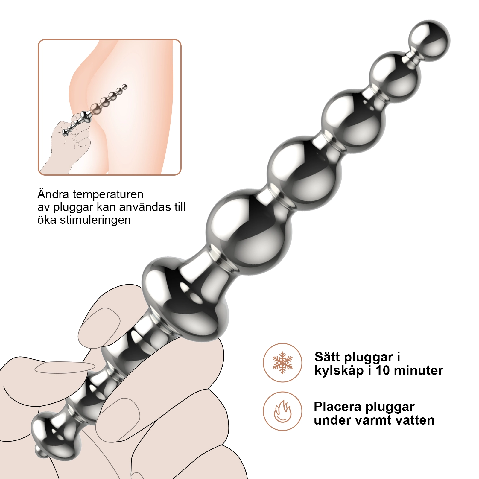 Metal Anal Trainer Butt Plug för nybörjare