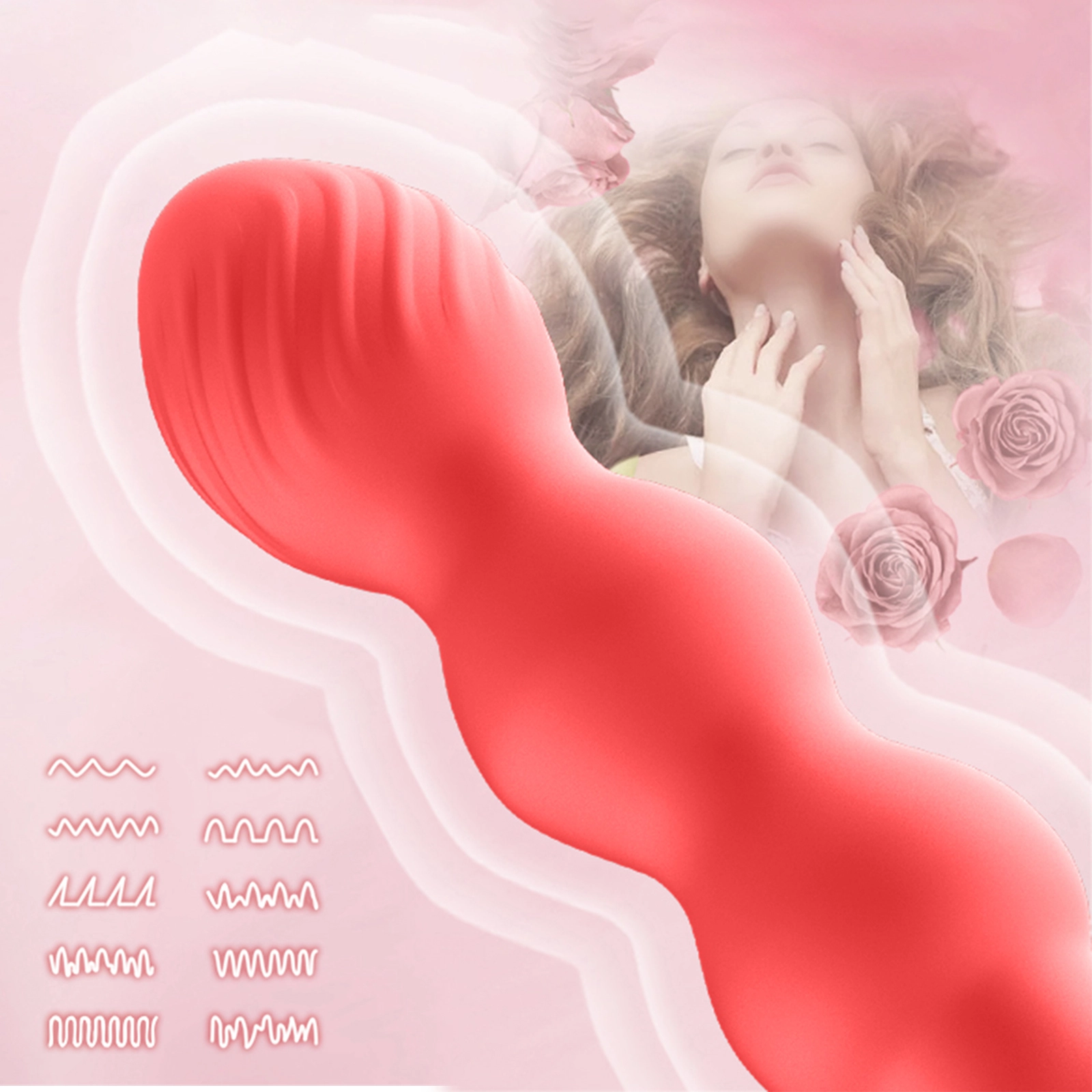 10 vibrationslägen sexleksaker röda analkulor