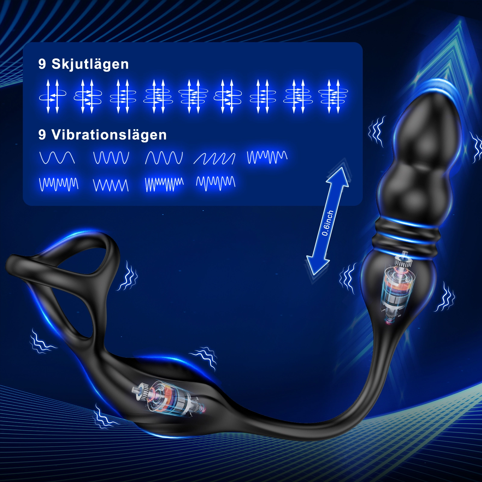 9 Vibrationslägen för Manliga Analkulor Massager