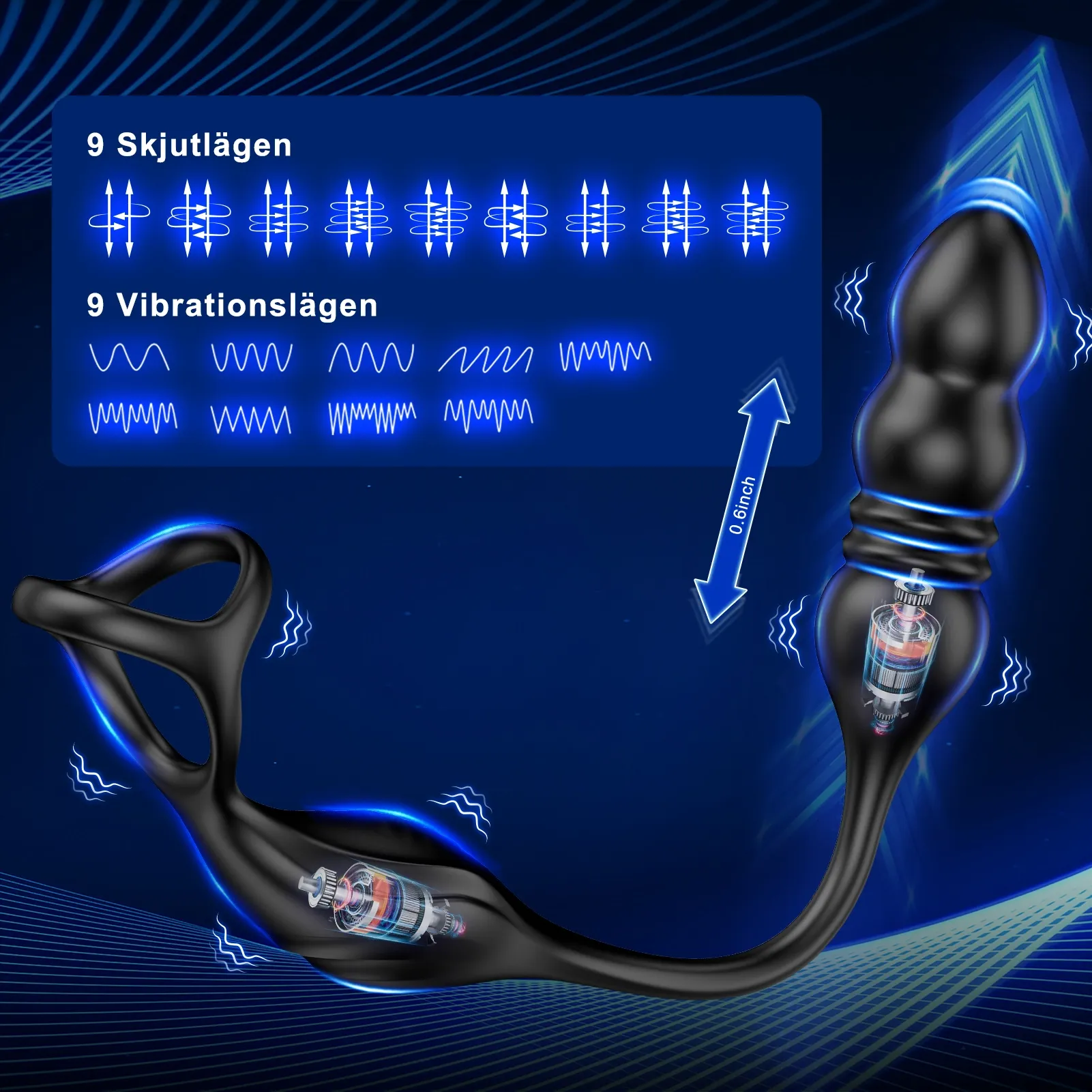 9 Vibrationslägen för Manliga Analkulor Massager