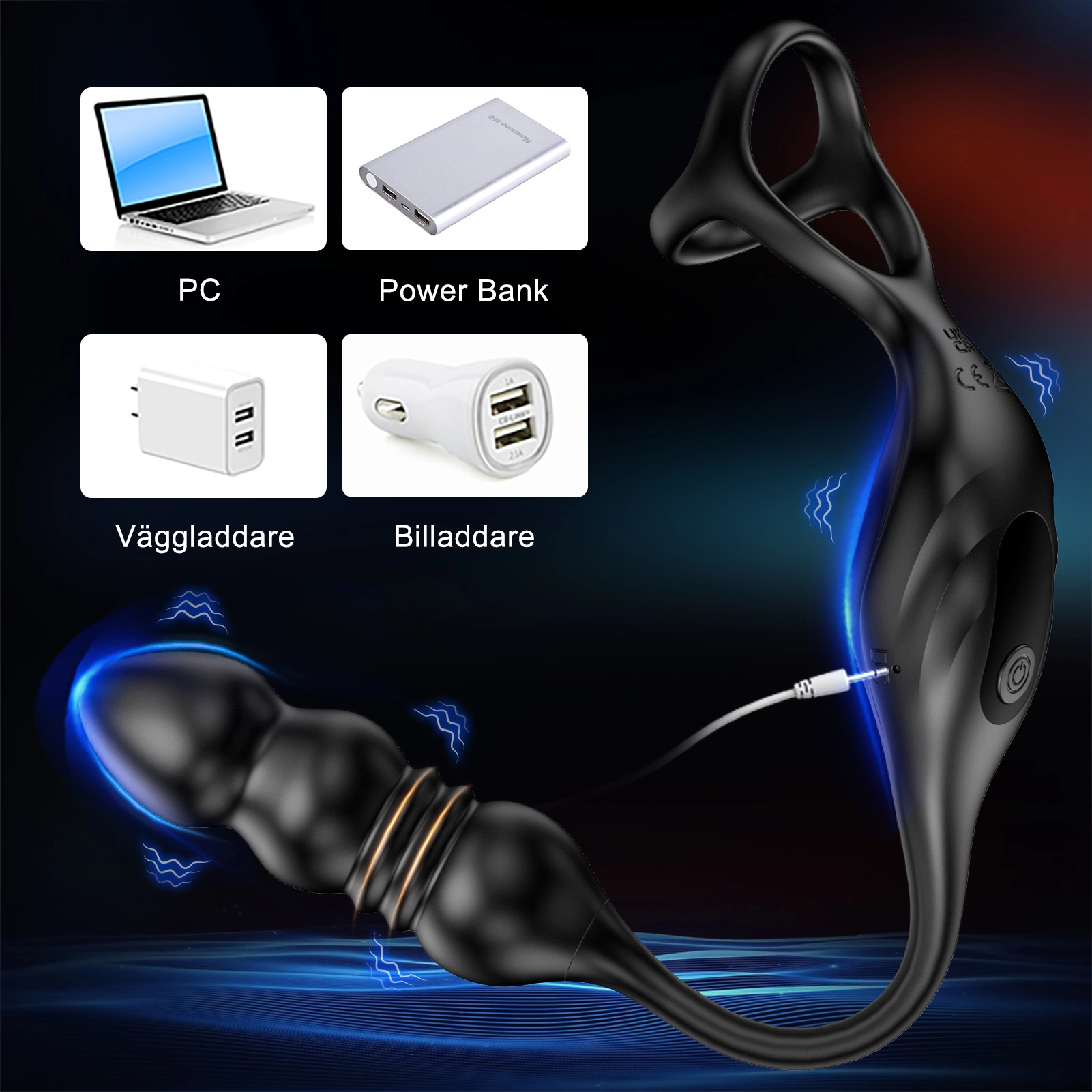 9 Vibrationslägen för Manliga Analkulor Massager