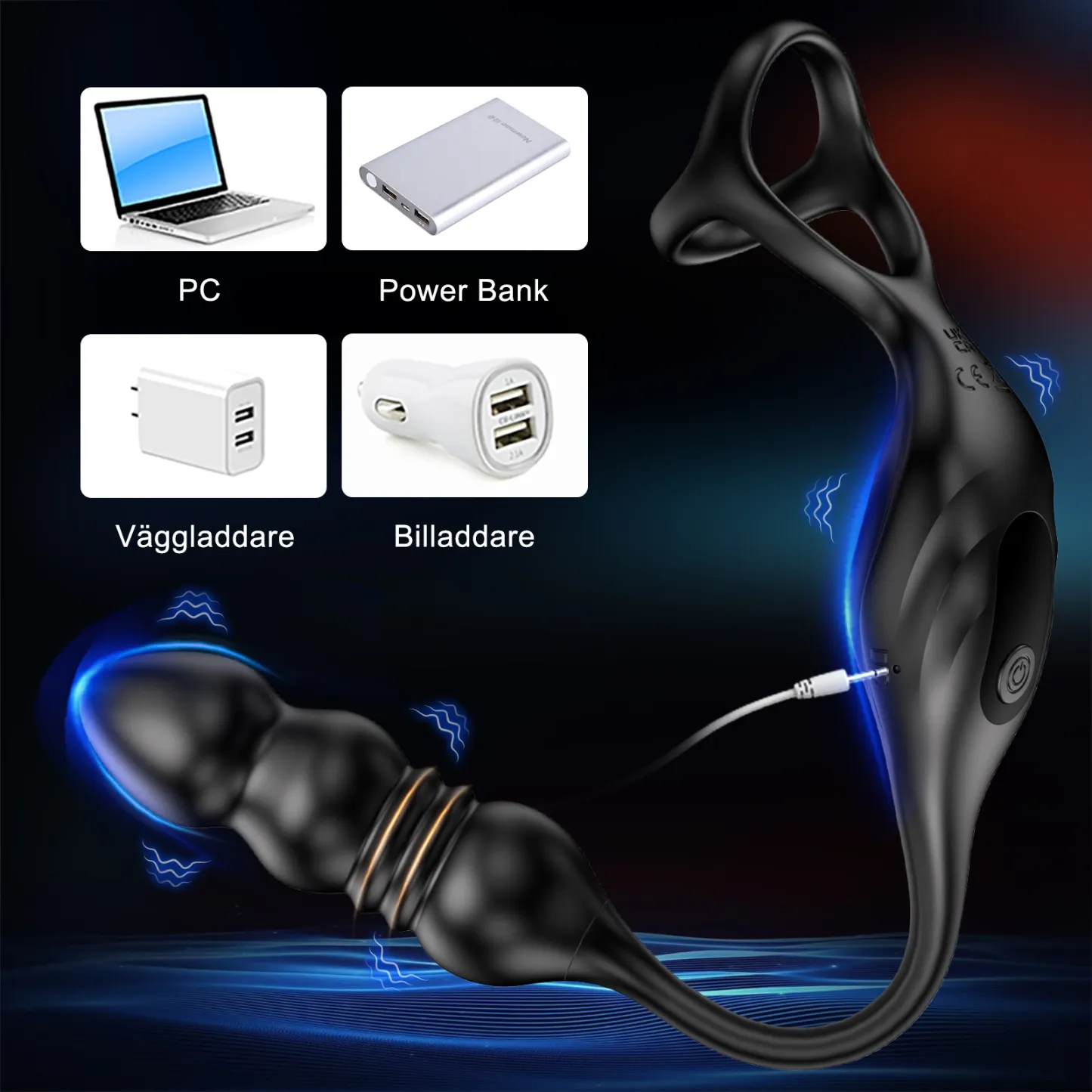 9 Vibrationslägen för Manliga Analkulor Massager
