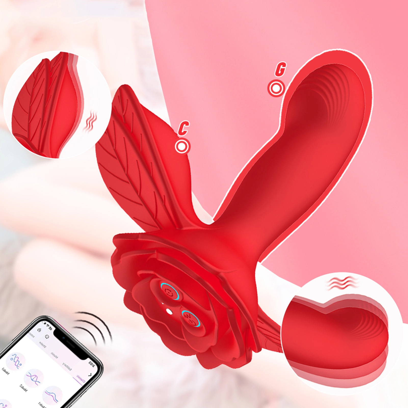 App-styrd vibrerande rosformad buttplugg
